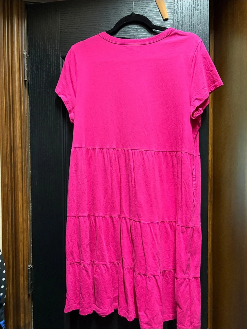 Time and Tru Hot Pink Tiered Short Sleeve Dress - Picture 2 of 2